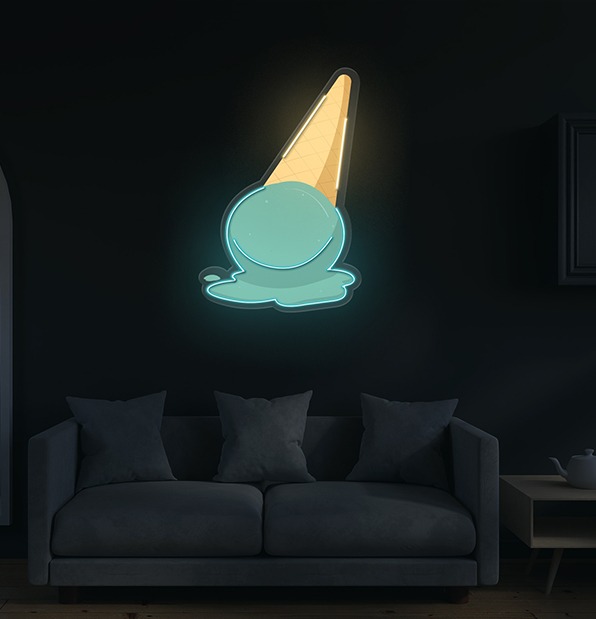 Sadcream cone neon acrylic artwork