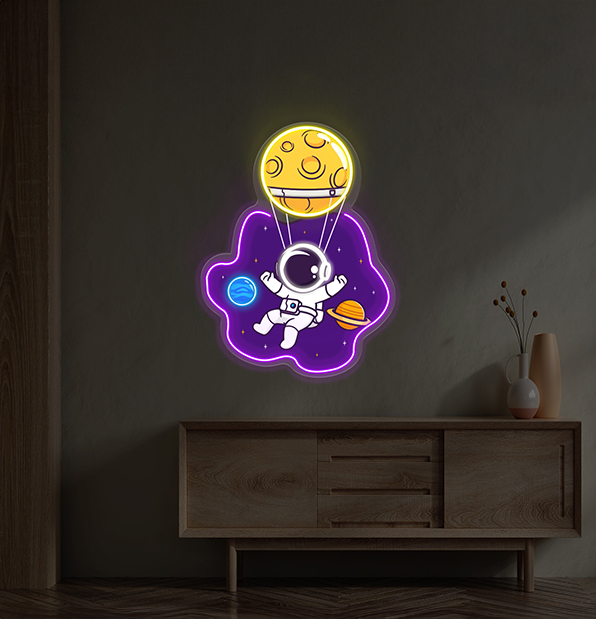 Astronaut Hugging Planet LED Neon Acrylic Artwork