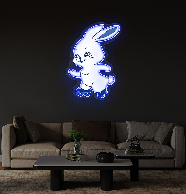 Bunny UV Print Neon Sign