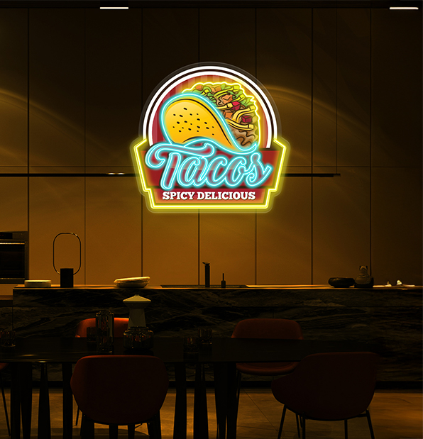 Custom Brand Name Taco Mexican Food Restaurant Decor Artwork Led Neon Sign Light