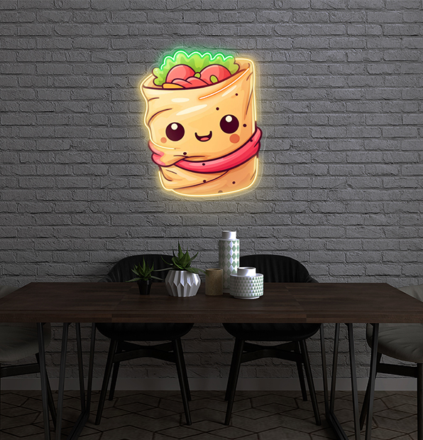 Custom Burrito Mexican Food Restaurant Decor Artwork LED Neon Sign Light