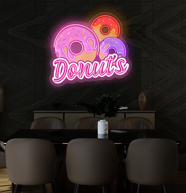 Custom Name Fast Food Restaurant with Donut LED Neon Sign Light