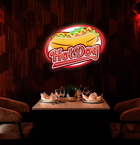 Custom Name Fast Food Restaurant with Hot Dog LED Neon Sign Light