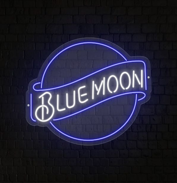 Blue Moon Neon Sign - Cool Light Glow to Your Space | NeonChamp