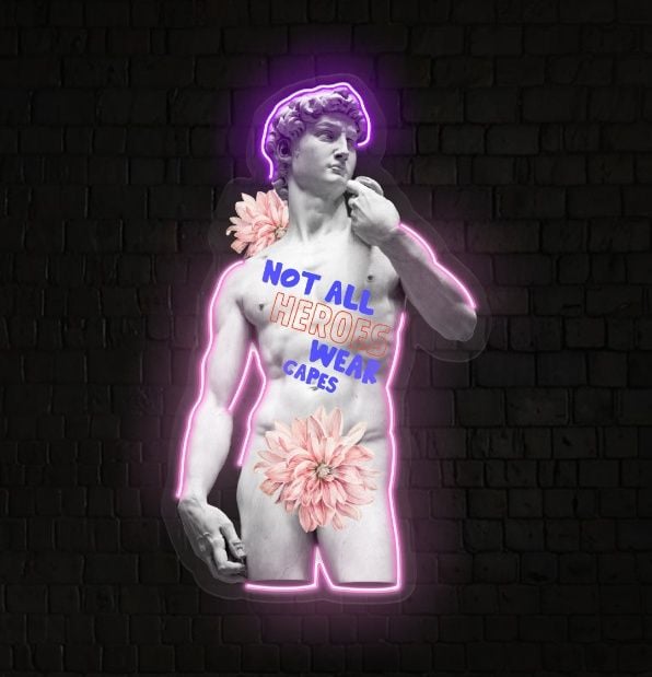 Not all heroes neon acrylic artwork