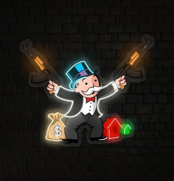 Monopoly uncle devil uv printed neon artwork