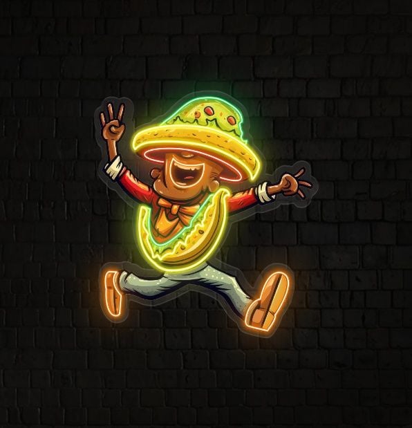 A Taco Dancing Disco Music LED Neon Sign