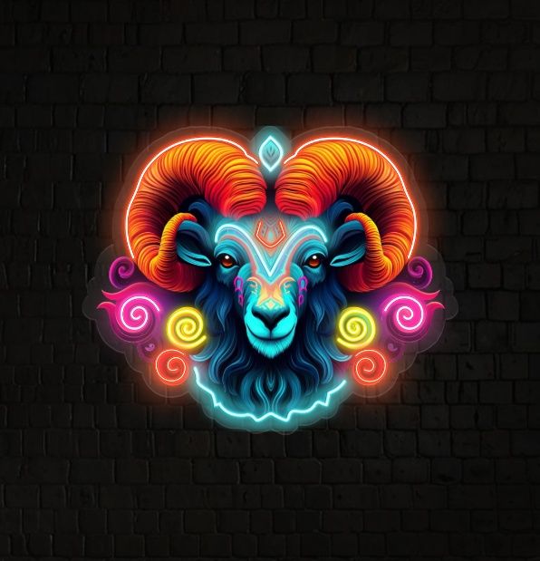 Aries UV Zodiac Horoscope Neon Sign
