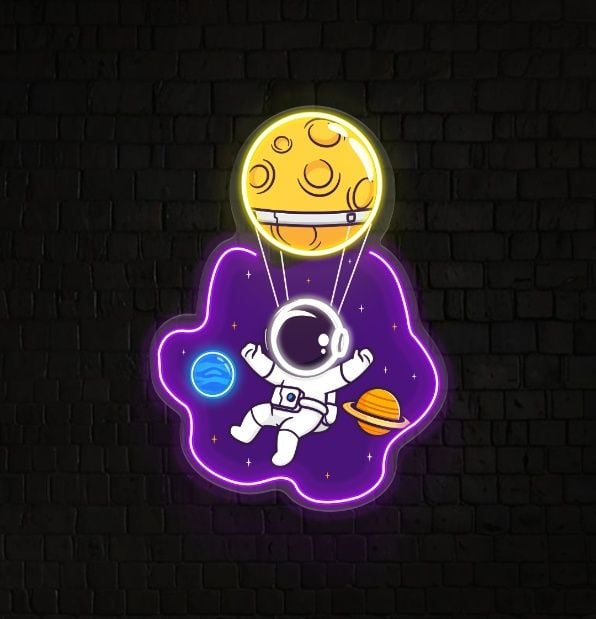 Astronaut Hugging Planet LED Neon Acrylic Artwork
