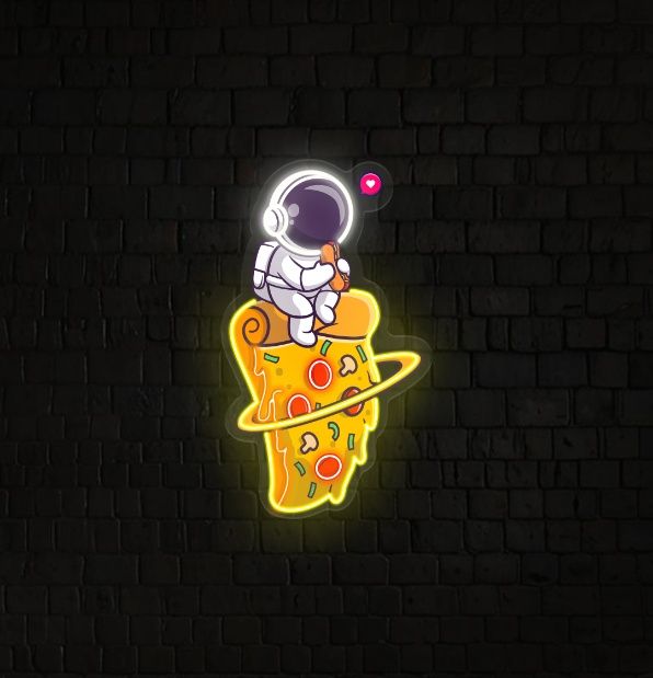 Astronaut Pizza LED Neon Sign Light Pop Art