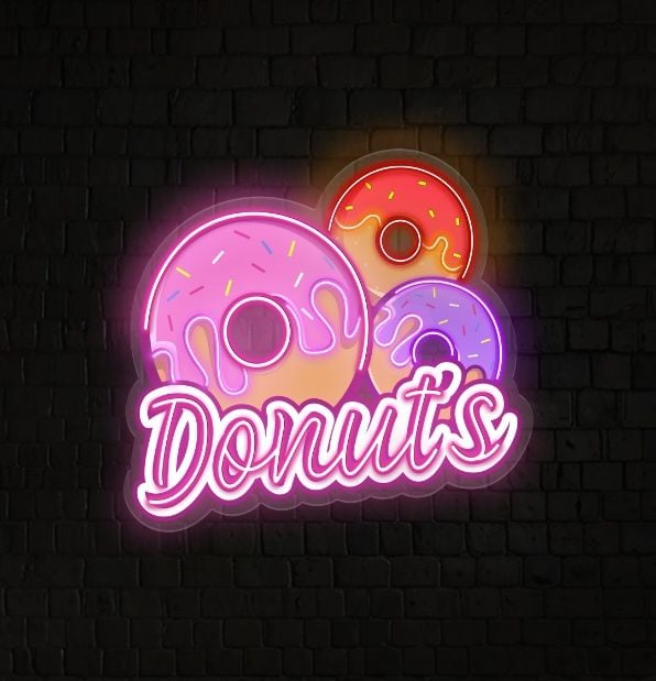 Custom Name Fast Food Restaurant with Donut LED Neon Sign Light