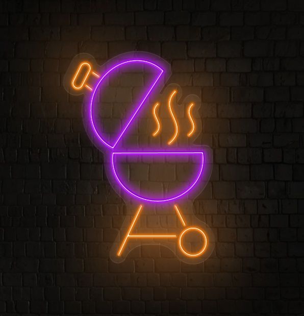 Faux Neon BBQ Grill Sign