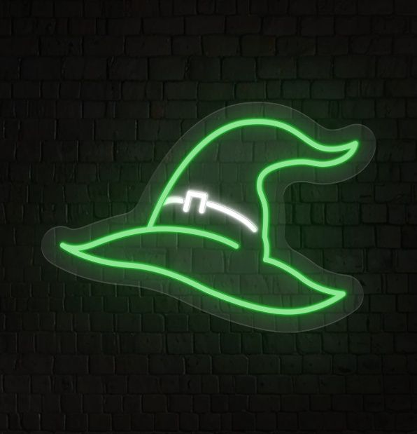 Witch Hat Halloween Neon Sign