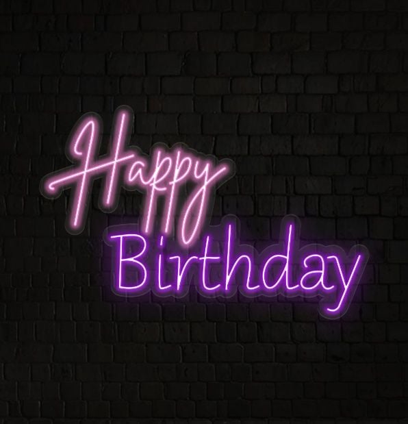 Happy Birthday Pink Neon Sign