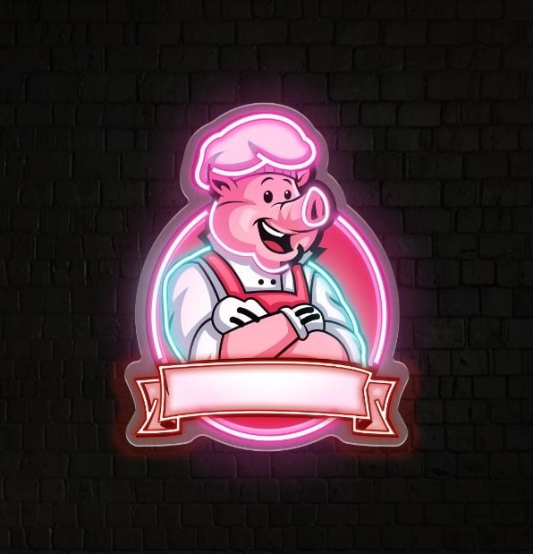Pig Food Logo Artwork LED Neon Sign Light