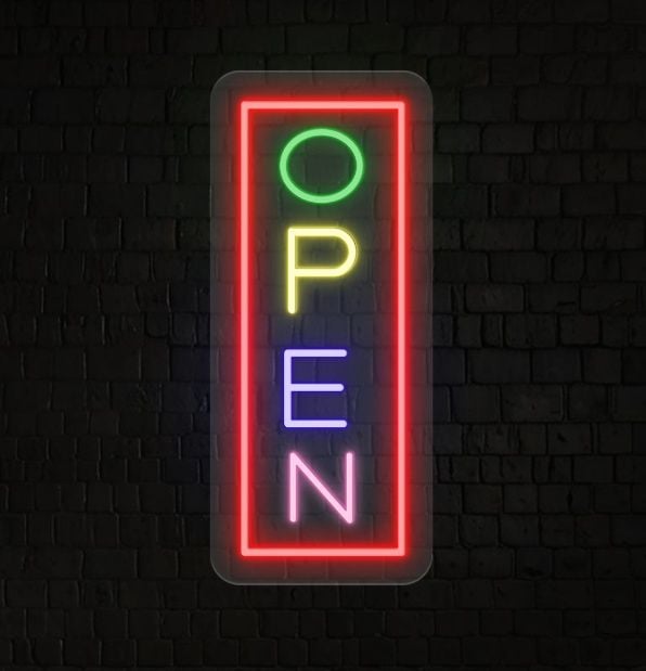 Vertical Open Neon Sign