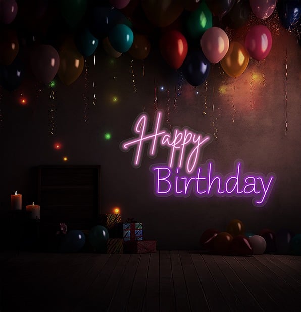 Happy Birthday Pink Neon Sign