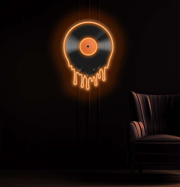 Melting Disk Neon Sign