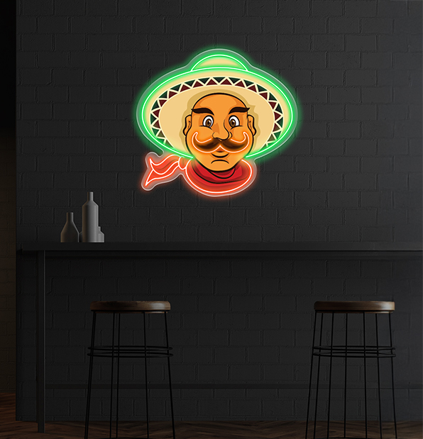 Mexican Man Logo Royalty Artwork LED Neon Sign Light