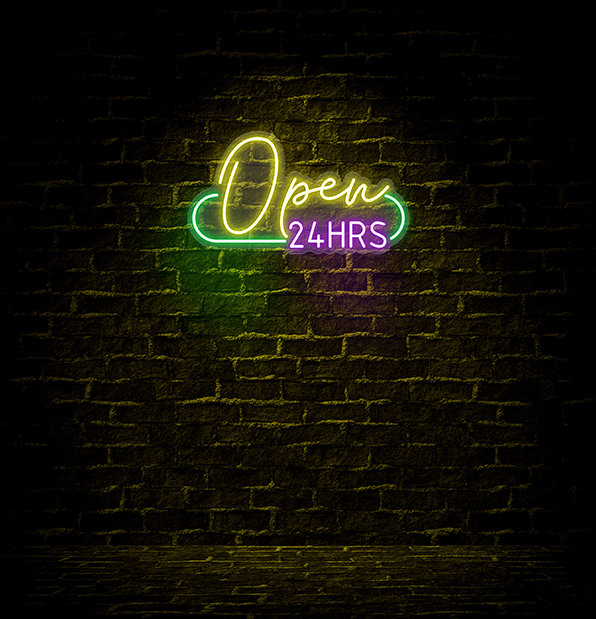 Open 24HRS Neon Light