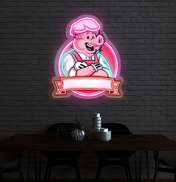 Pig Food Logo Artwork LED Neon Sign Light