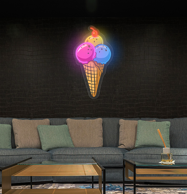 Rainbow IceCream Cones Artwork Led Neon Sign Light