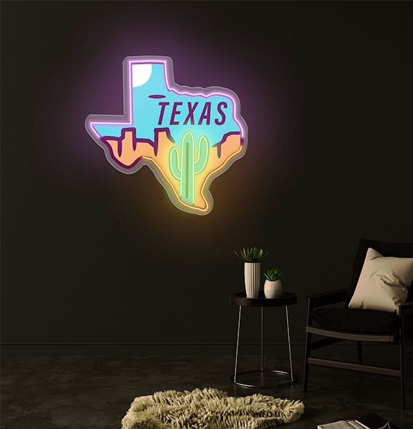 Texas Map LED Neon Sign Light Pop Art