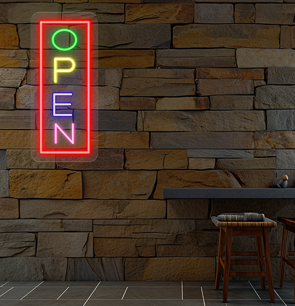 Vertical Open Neon Sign