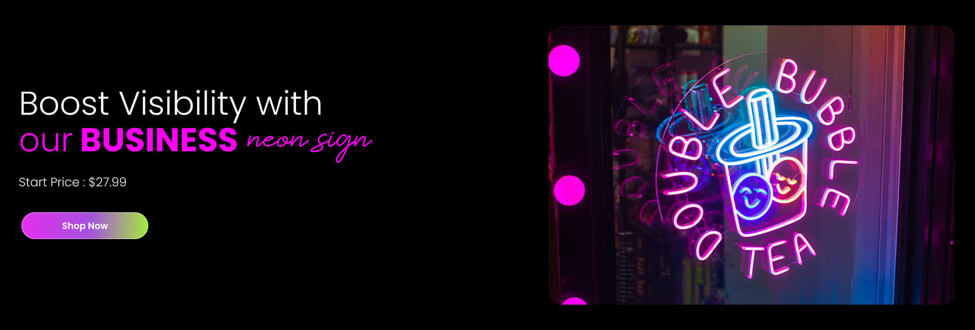 Boost visibility with our business neon sign