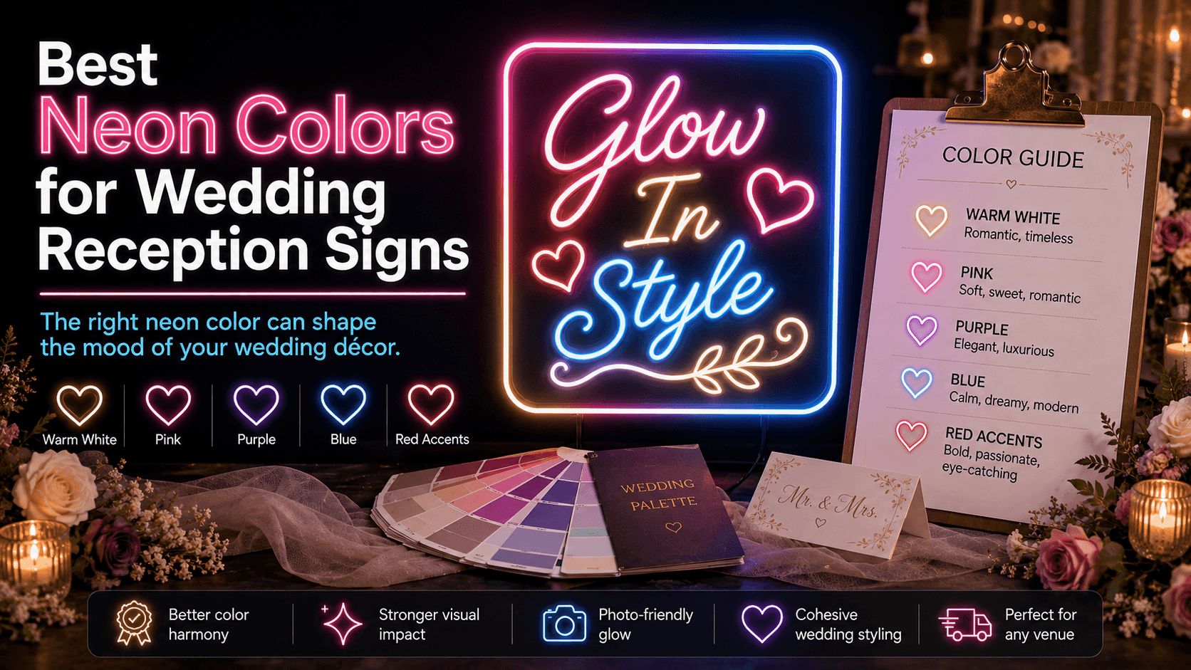 Best Neon Colors for Wedding Reception Signs