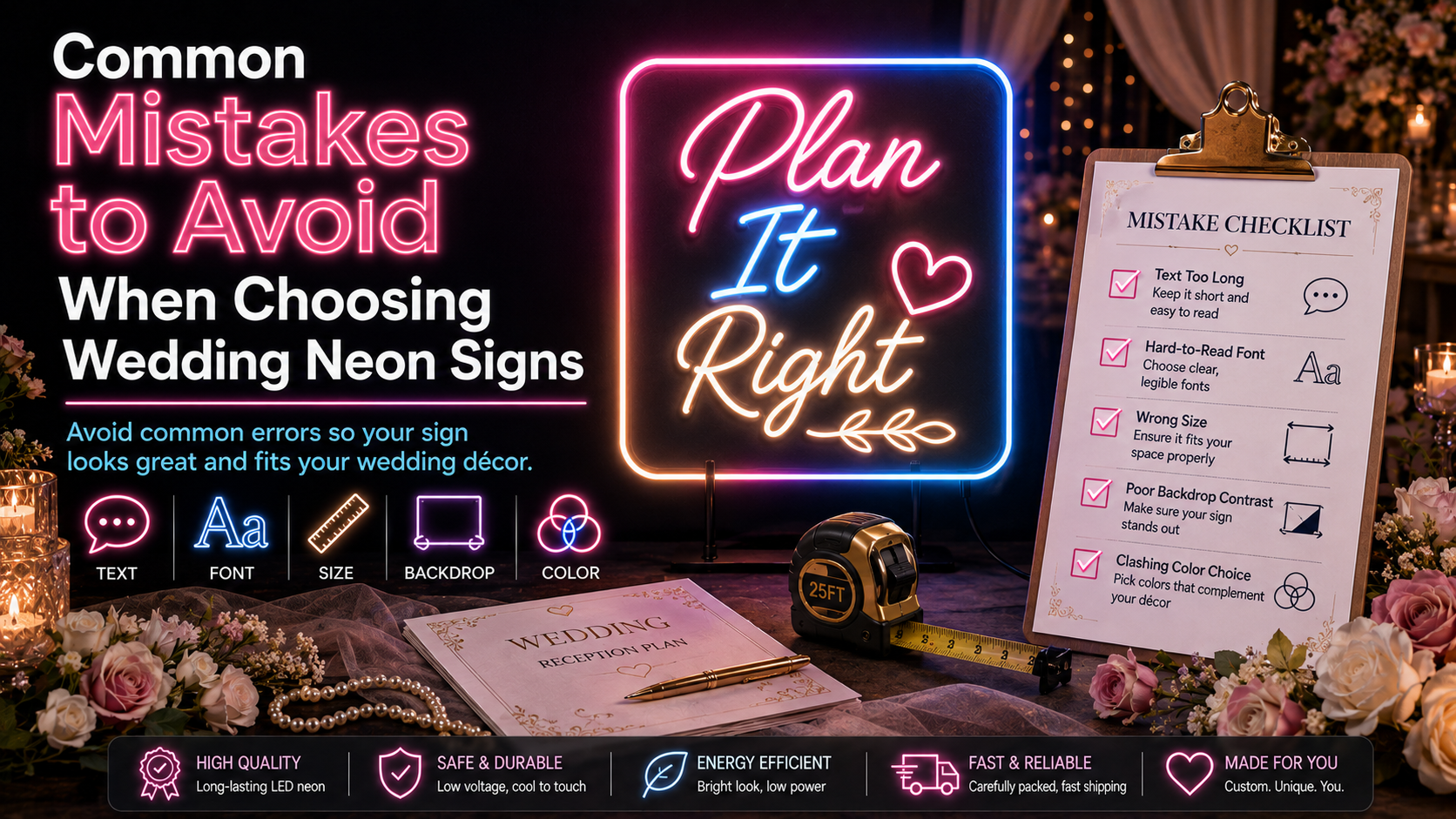 Best Neon Colors for Wedding Reception Signs