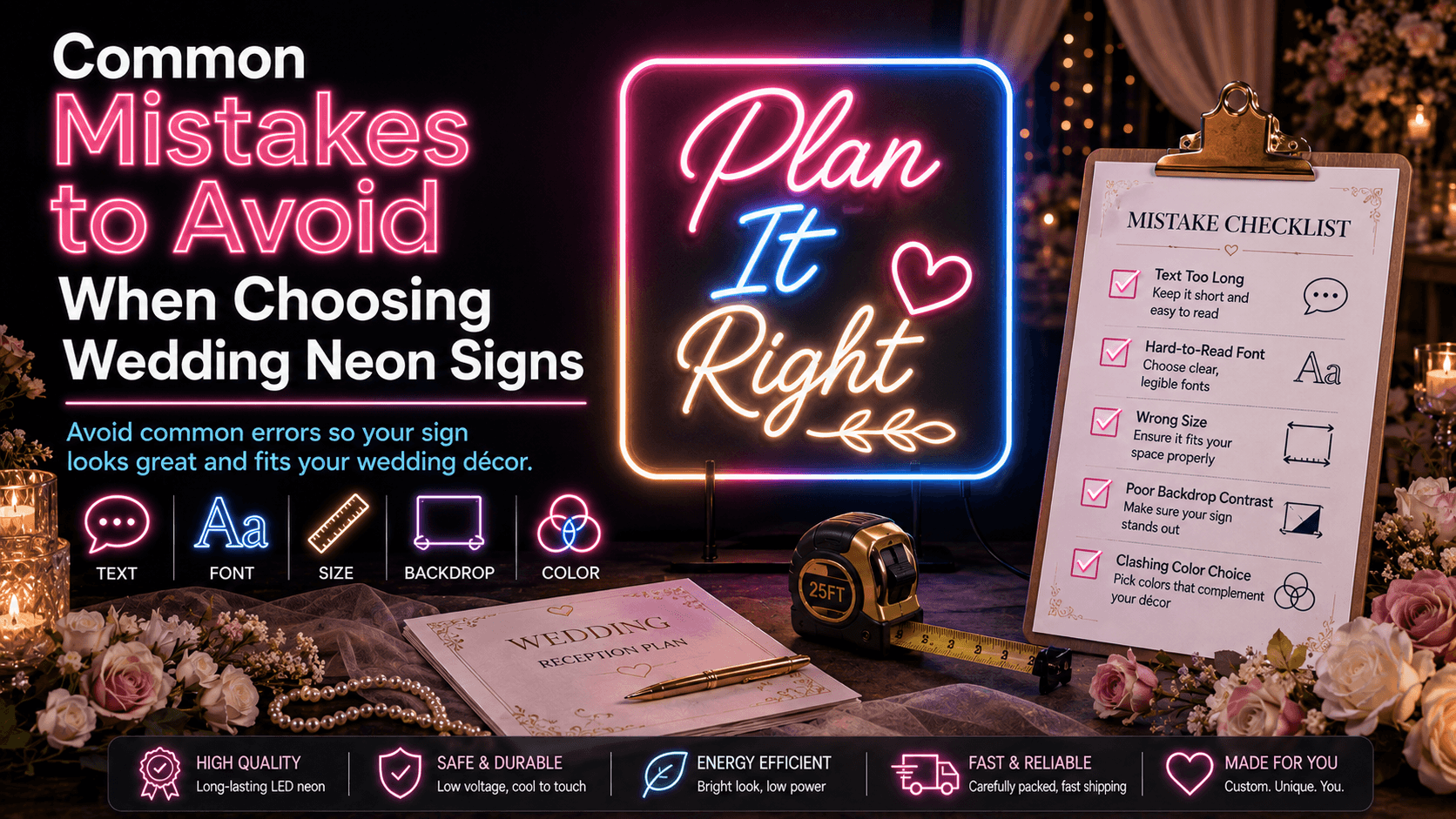 Common Mistakes to Avoid When Choosing Wedding Neon Signs