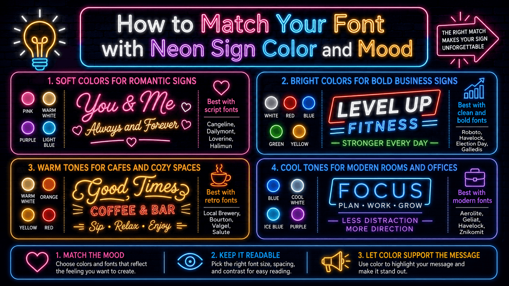 How to Match Your Font with Neon Sign Color and Mood