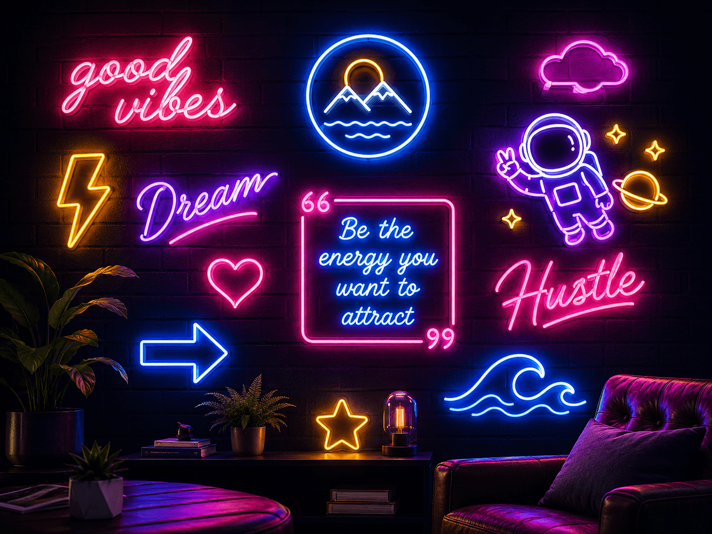 Neon Sign Ideas for Bedrooms and Living Rooms