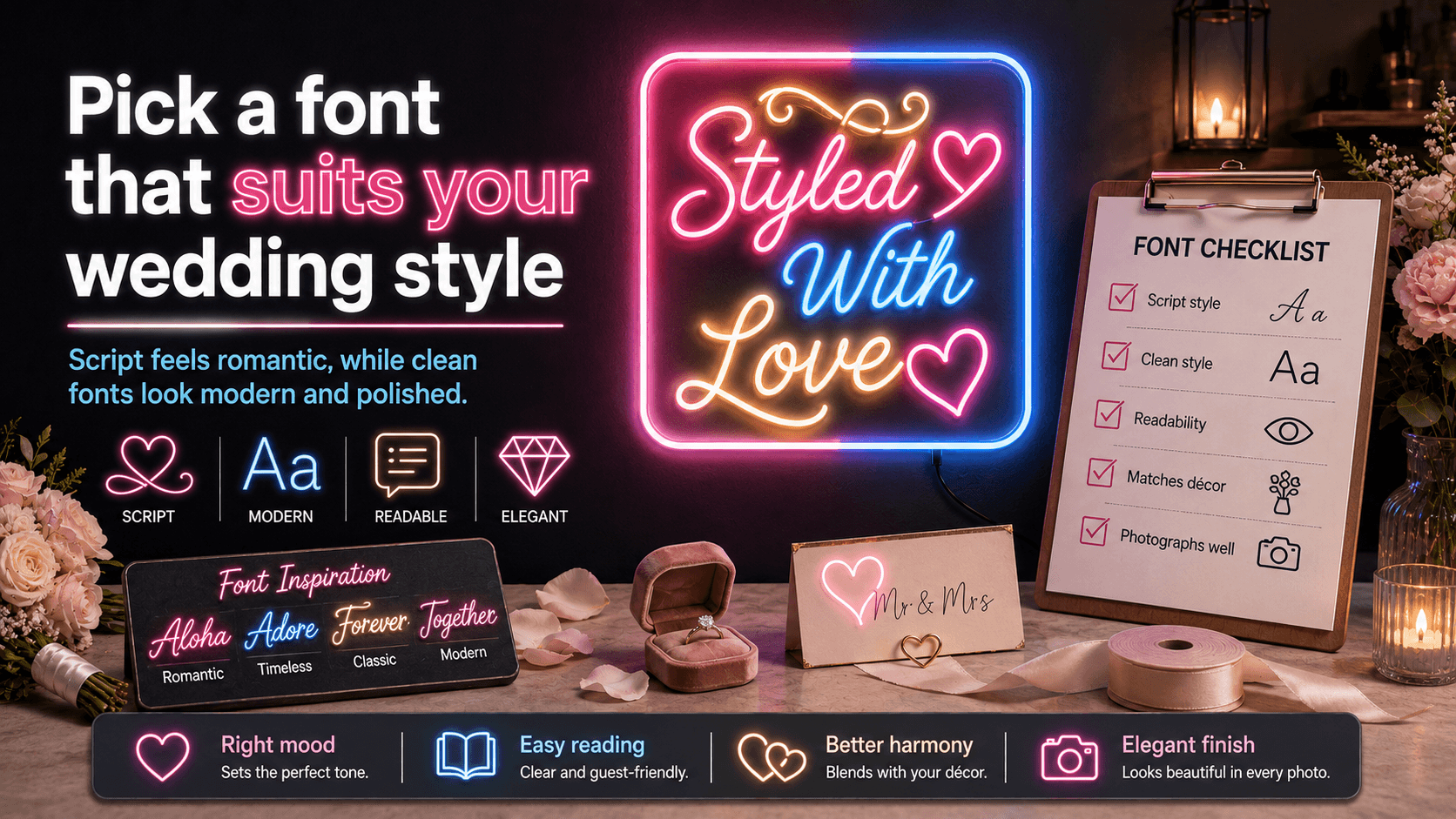 Pick a font that suits your wedding style