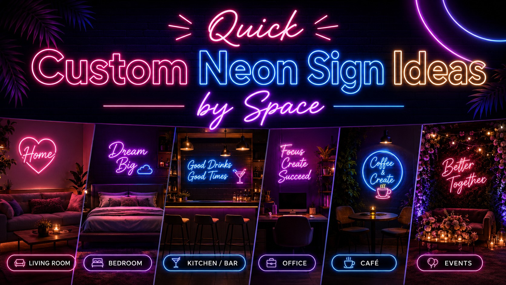 Quick Custom Neon Sign Ideas by Space