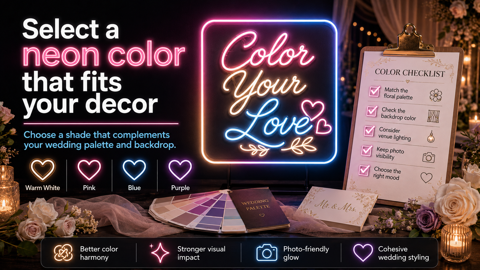 Select a neon color that fits your decor