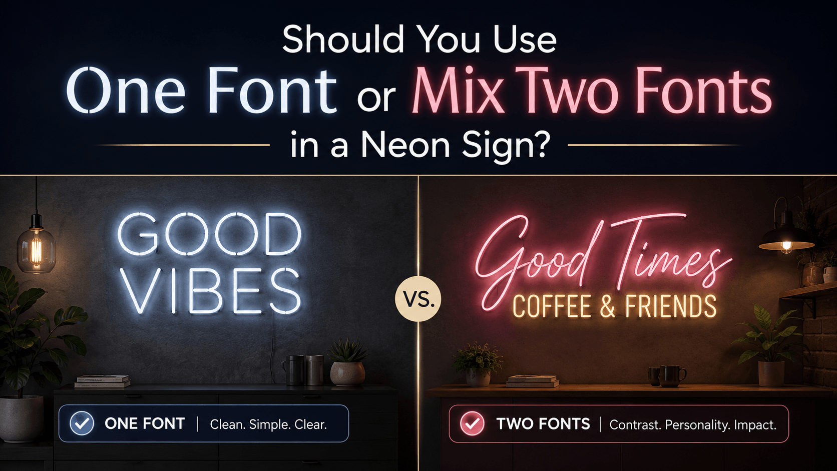 Should You Use One Font or Mix Two Fonts in a Neon Sign