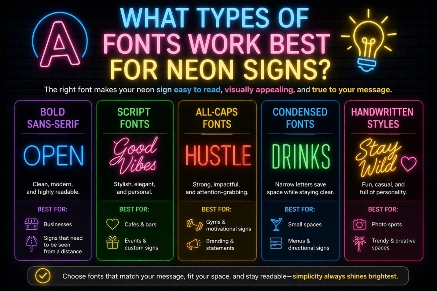 What Types of Fonts Work Best for Neon Signs