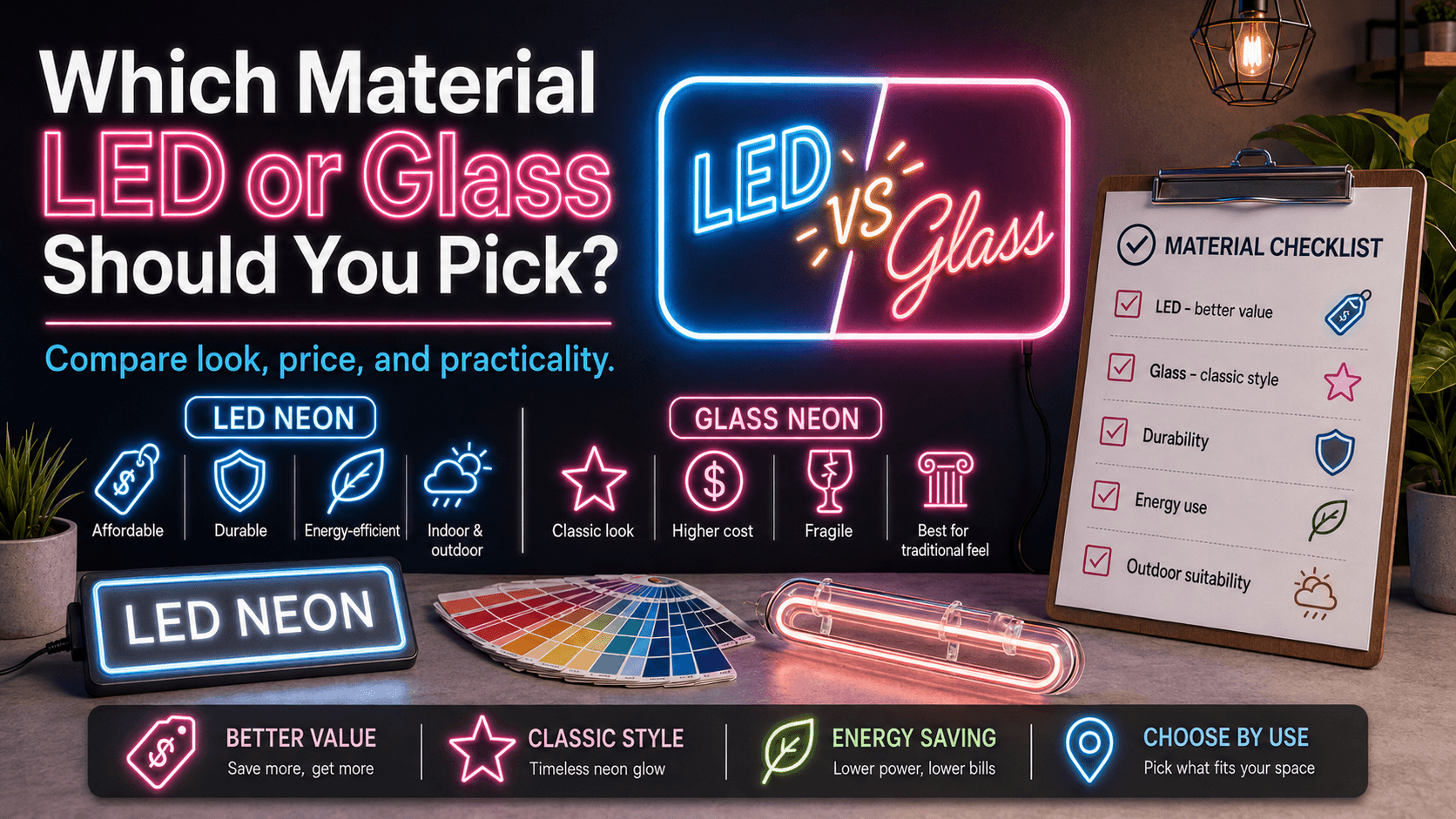 Which Material Should You Pick: LED or Glass Neon