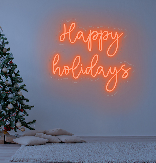 happy holidays neon sign