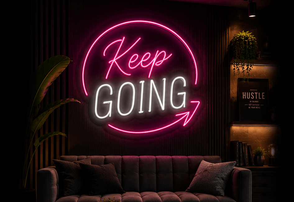 Neon sign design tips examples on a dark wall