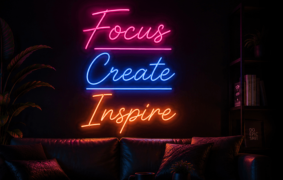 Custom neon sign cost and pricing examples on a dark wall